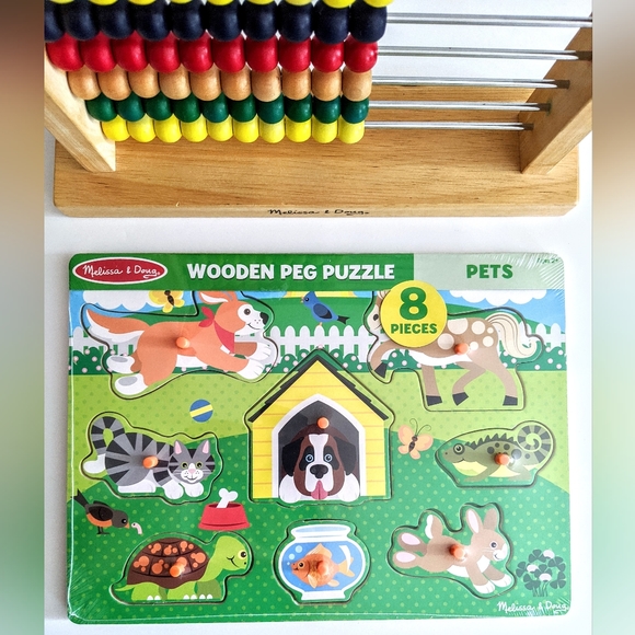 Melissa & Doug Abacus & "Pets" Wooden Peg Puzzle - Picture 10 of 13